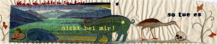 embroidery – view on  Lago Maggiore. motto: celebrare la finale. ©Beatrice Häsler